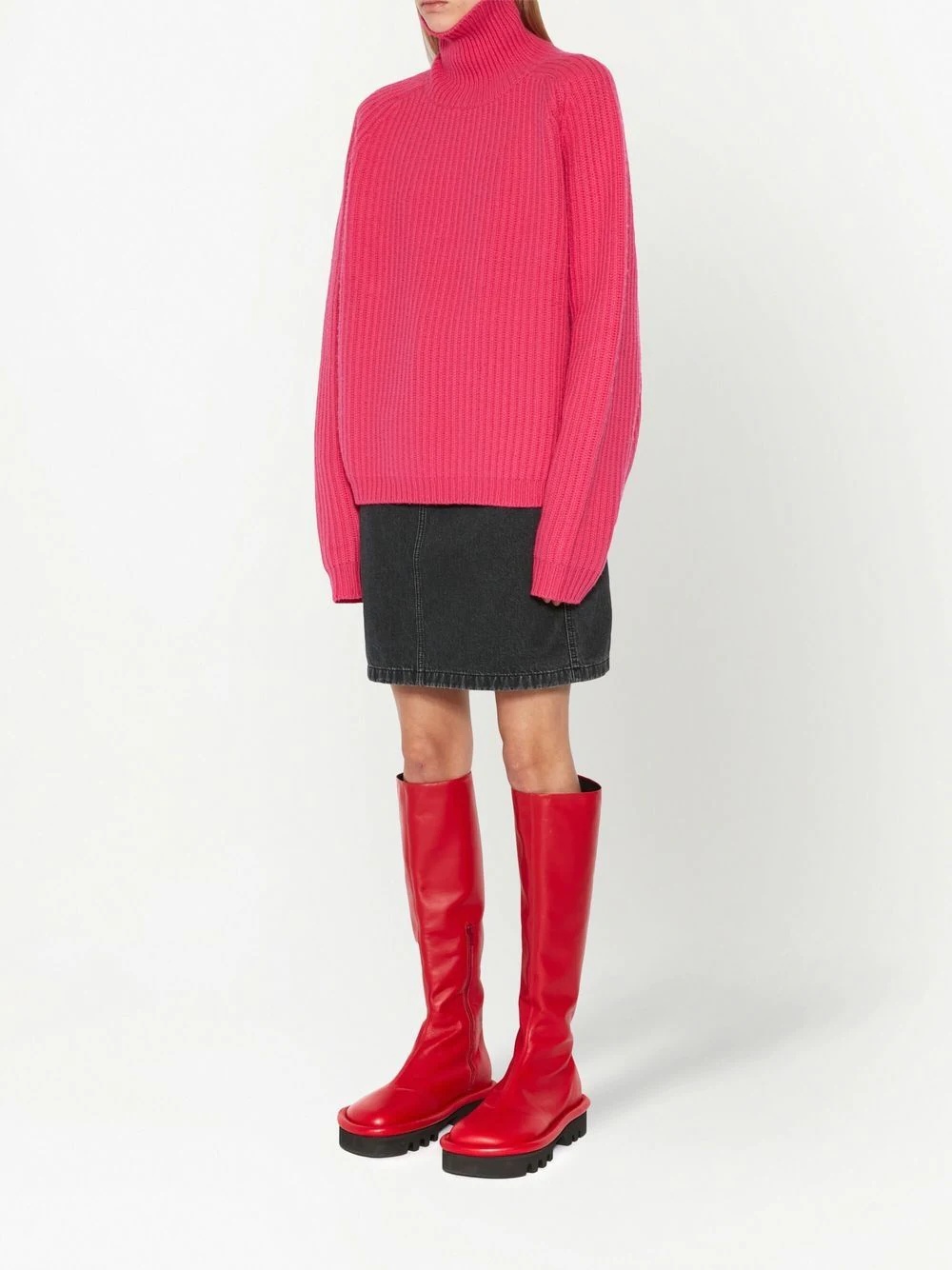 ribbed-knit high-neck jumper - 3