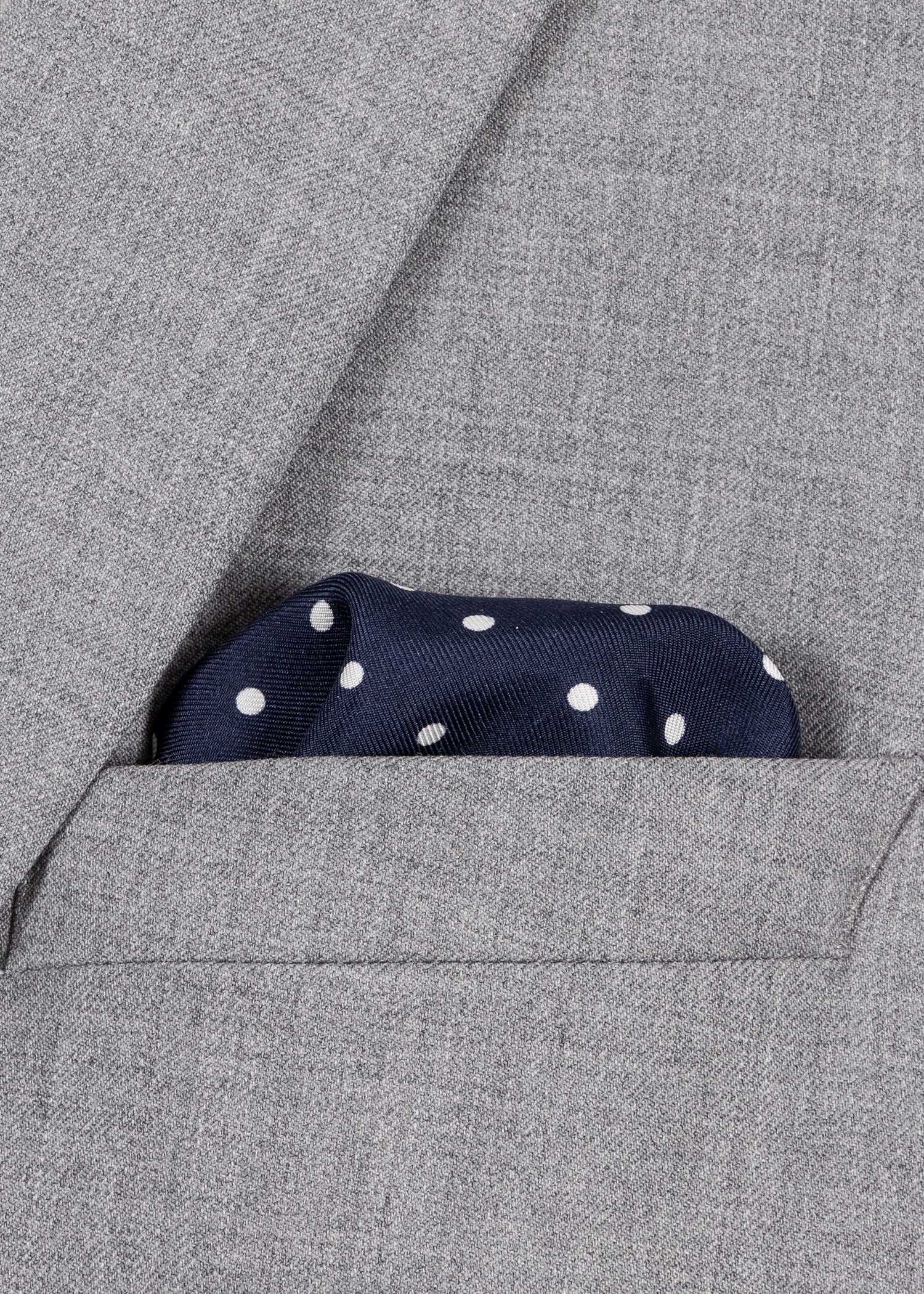 Navy Polka Dot Silk Pocket Square - 4