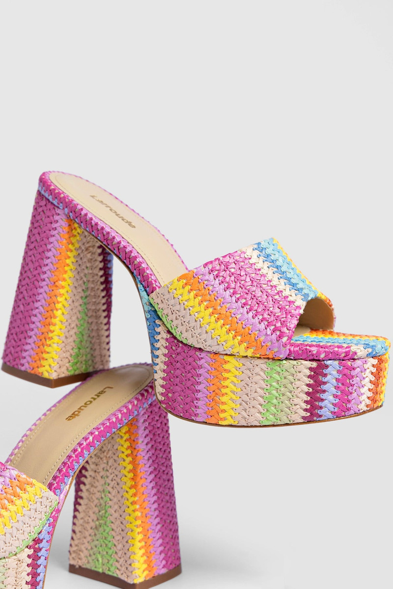 Dolly Mule Rainbow Raffia 6