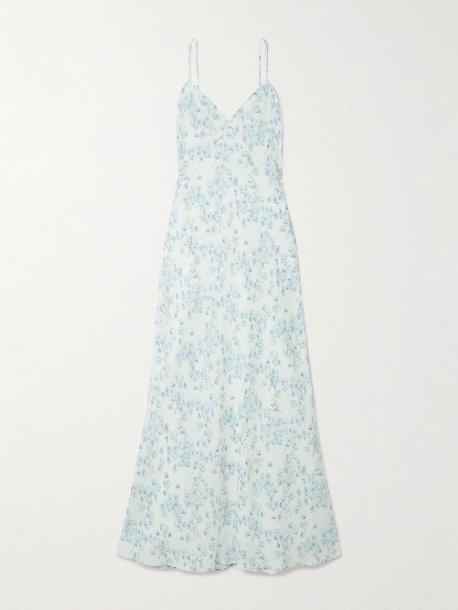 Floral-print satin midi dress White - 1
