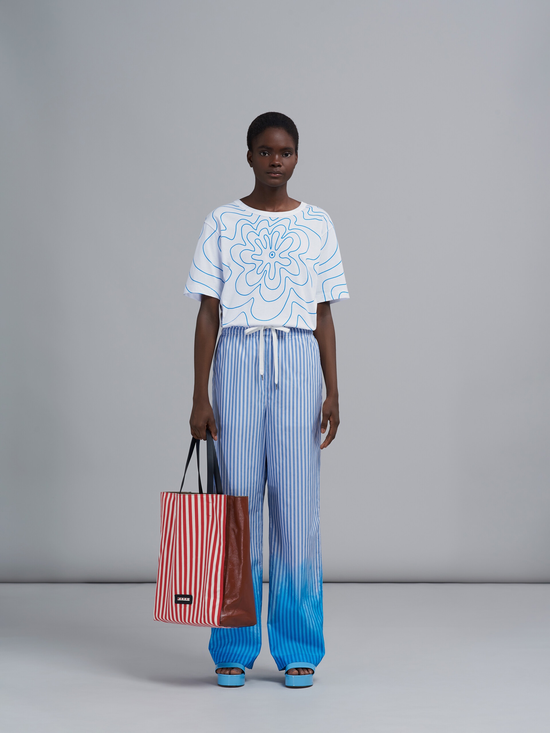 BLUE DIP-DYED POPLIN TROUSERS - 2