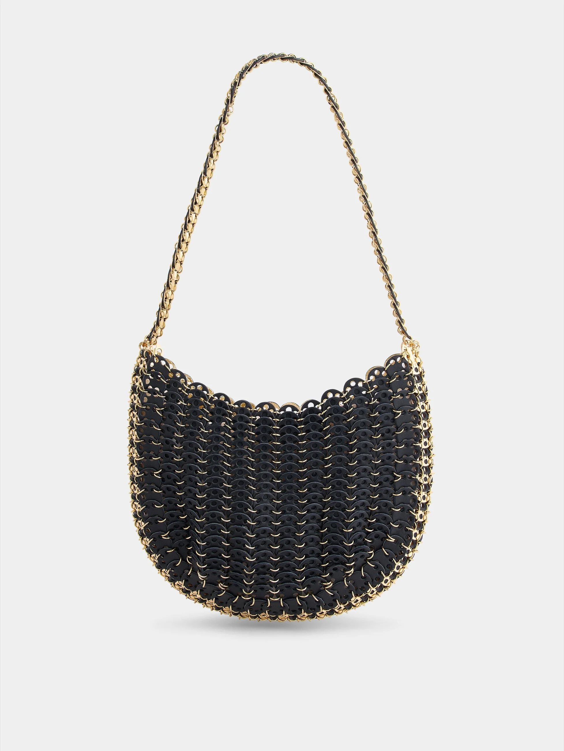 MOON HOBO FLIP BAG IN REVERSIBLE BLACK AND GOLD LEATHER - 1