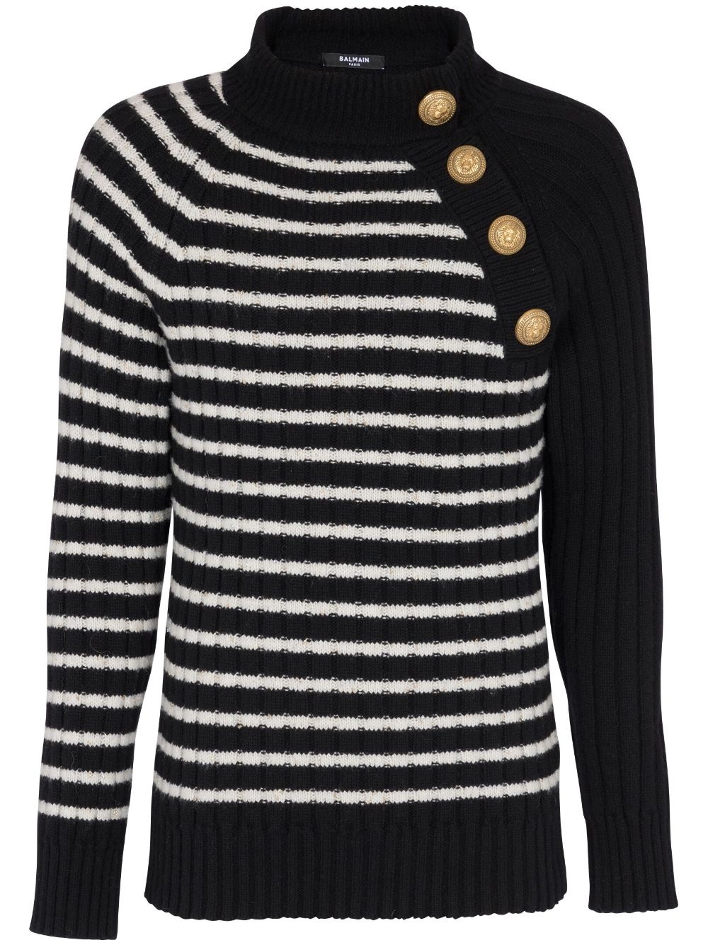 embossed-button striped jumper - 1