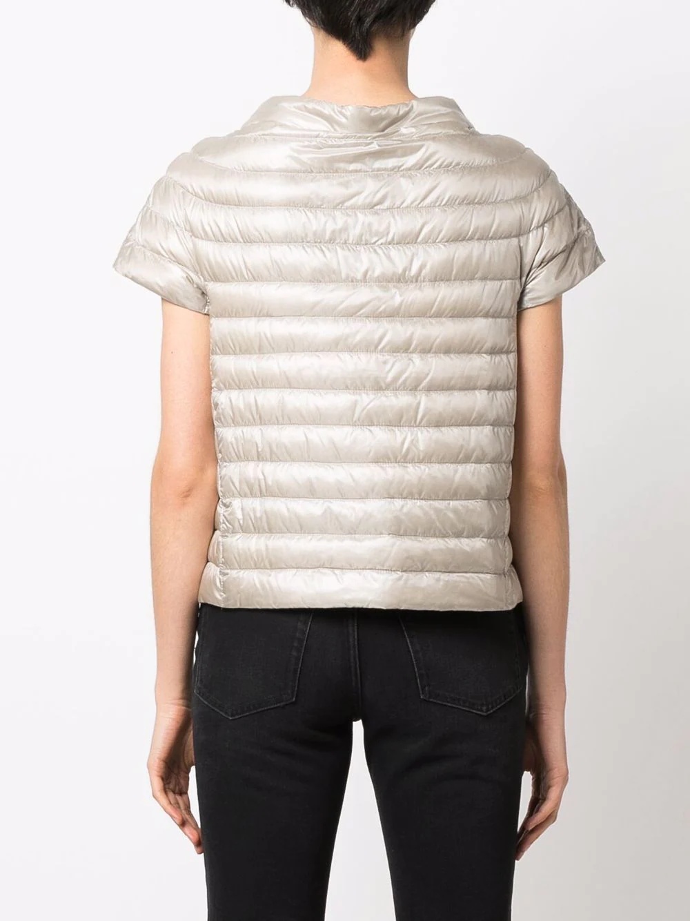 padded short-sleeved down jacket - 4