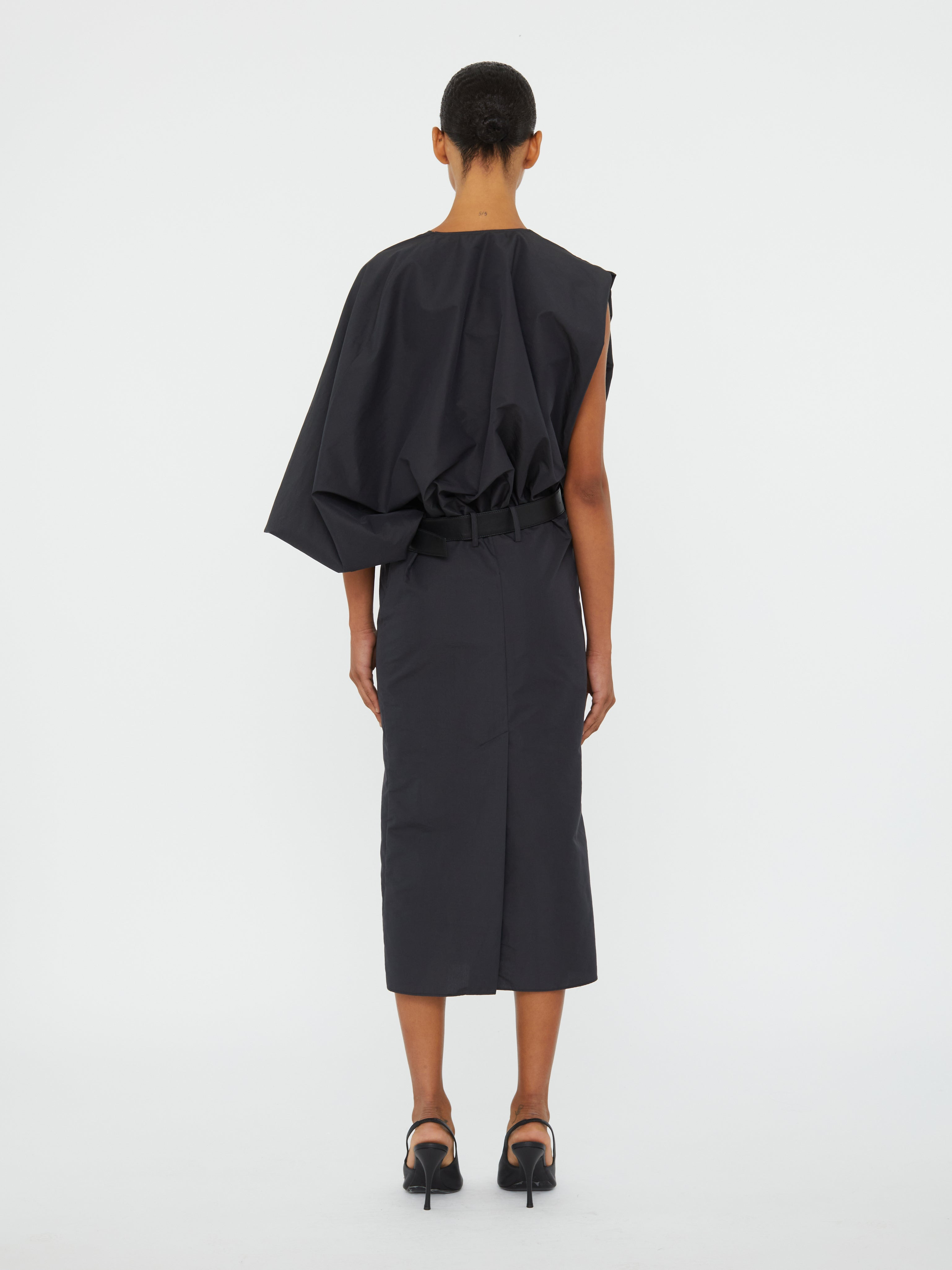 Swaddled Belted Taffeta Dress - 6