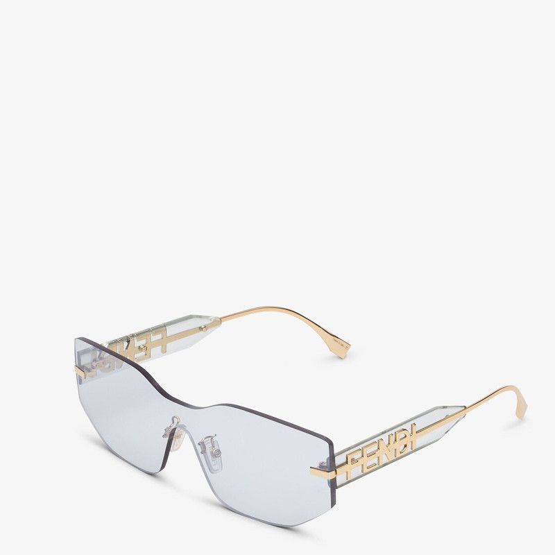 FENDI Rectangular Fendigraphy shield sunglasses inspired by the Hobo bag. Temples with in-line gold-colore outlook