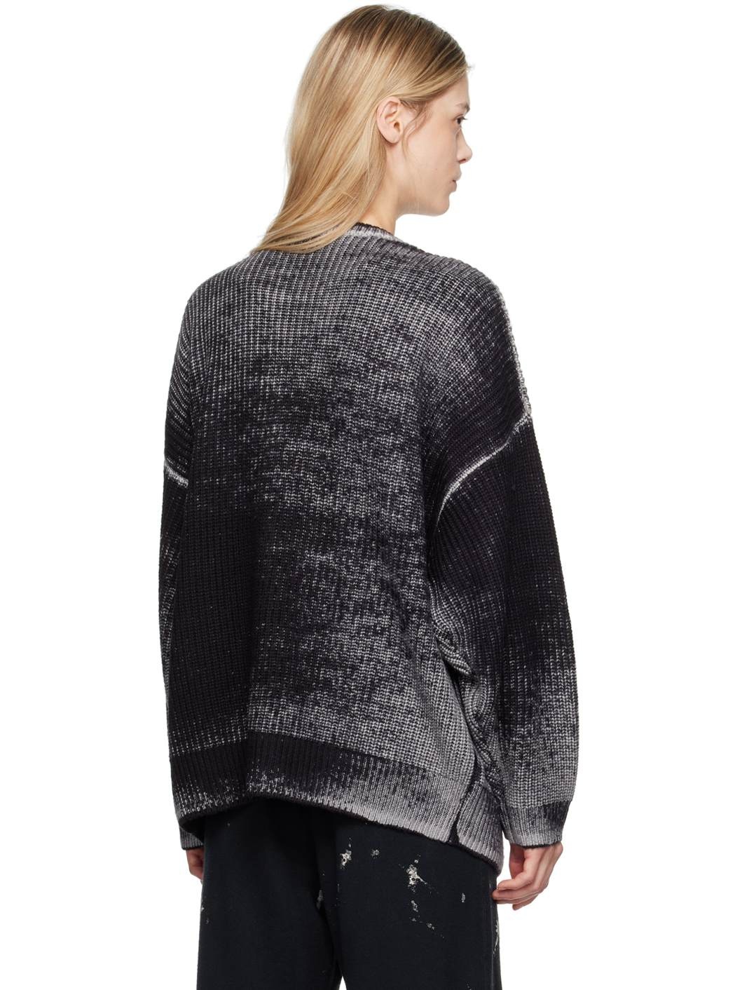 Black & Gray Oversized Cardigan - 3