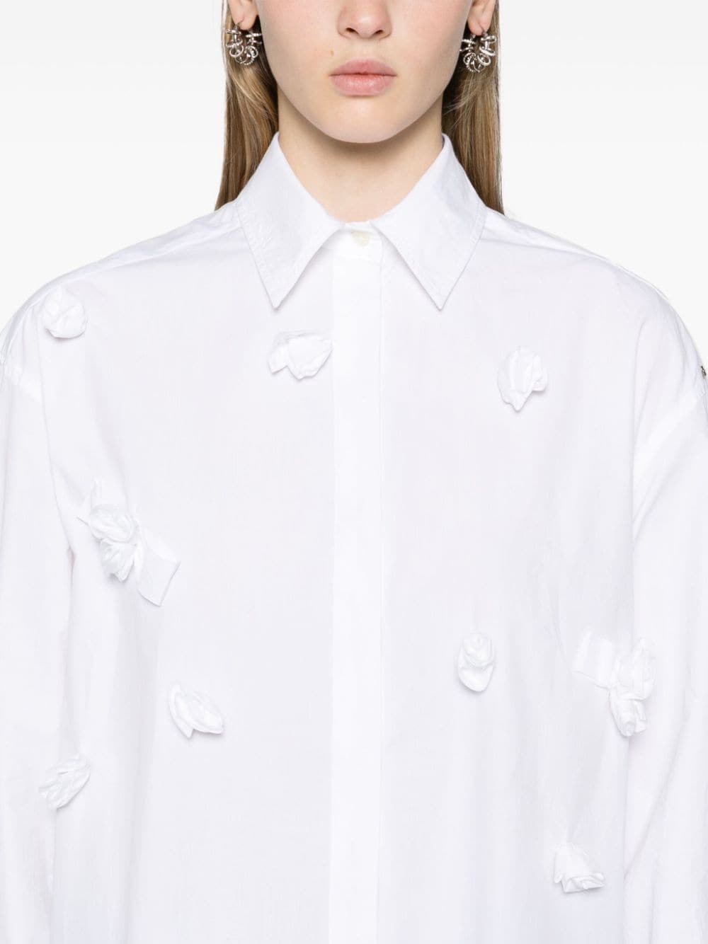 floral-appliquÃ© cotton shirt - 5