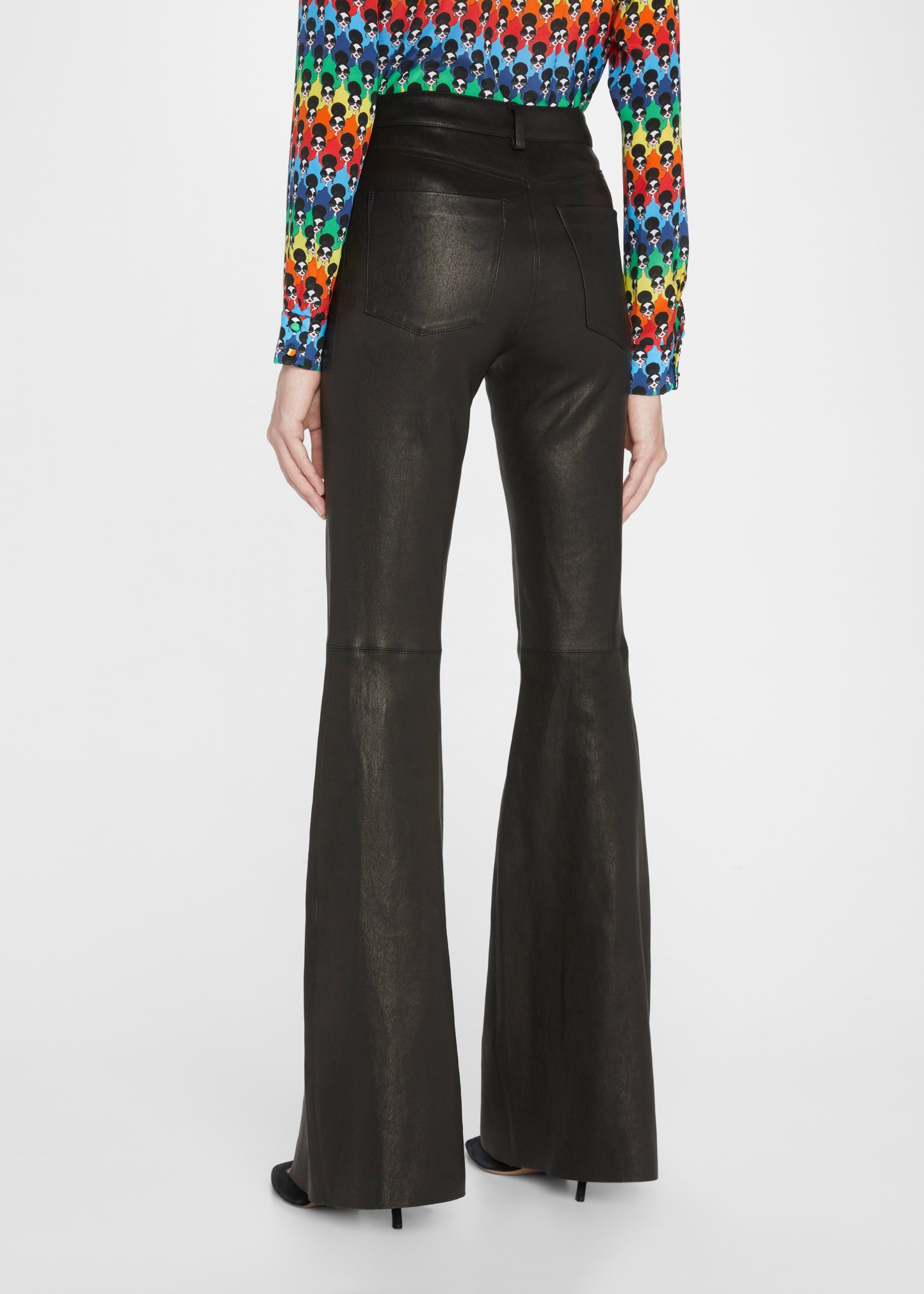 Brent High-Waist Leather Bell Pants - 3