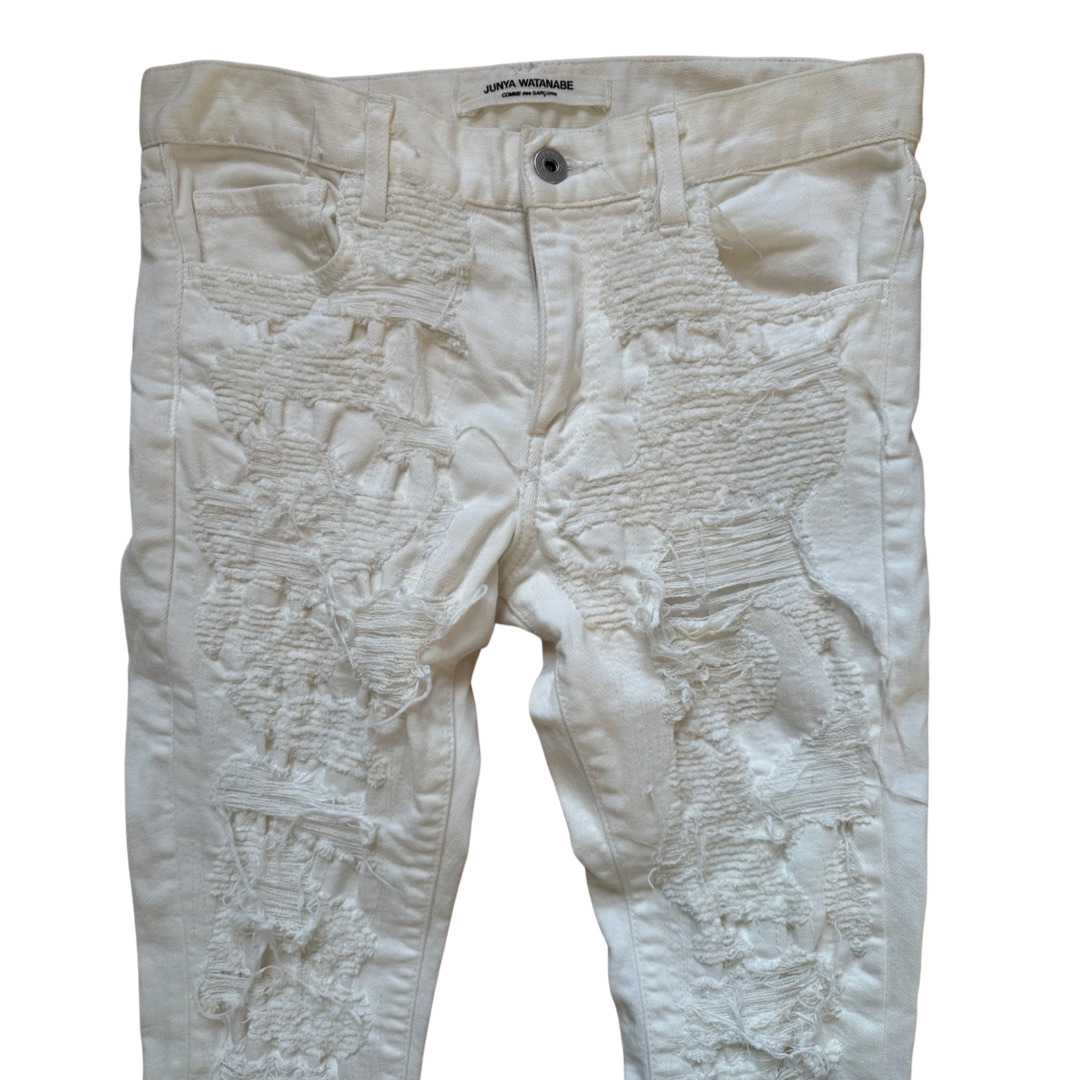 Coup de Grace - Junya Watanabe White Distressed Denim AW17 Sz Small - 2