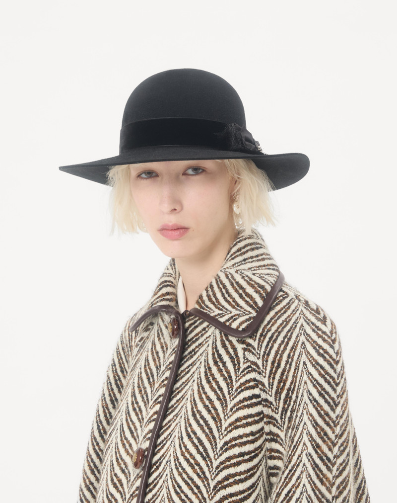 Valentino VLOGO SIGNATURE HAT IN LAPIN FABRIC AND VELVET WITH TAFFETAS BOW outlook