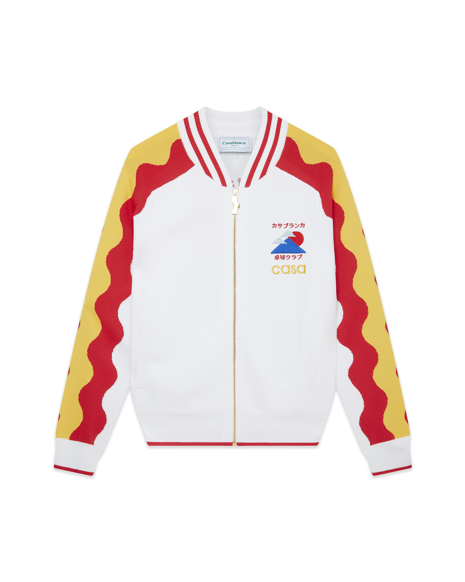 Red Wave Knit Tracksuit Top - 1