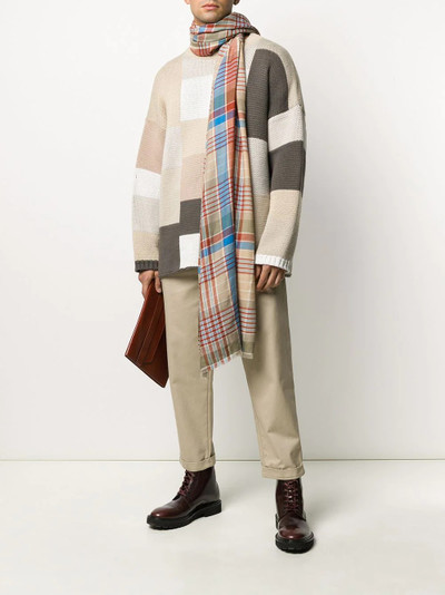 Etro Selvedged jacquard tartan pattern scarf outlook