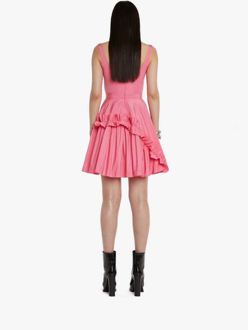 Women's Scoop Neck Mini Dress in Sugar Pink - 4