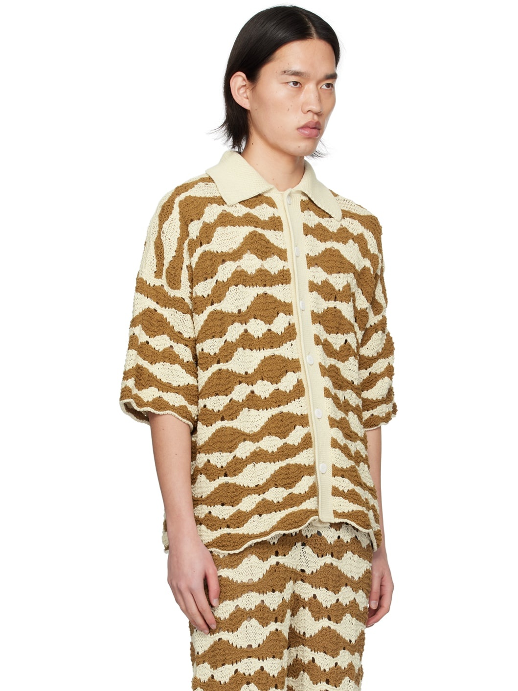 Brown & Beige Punzonato Shirt - 2