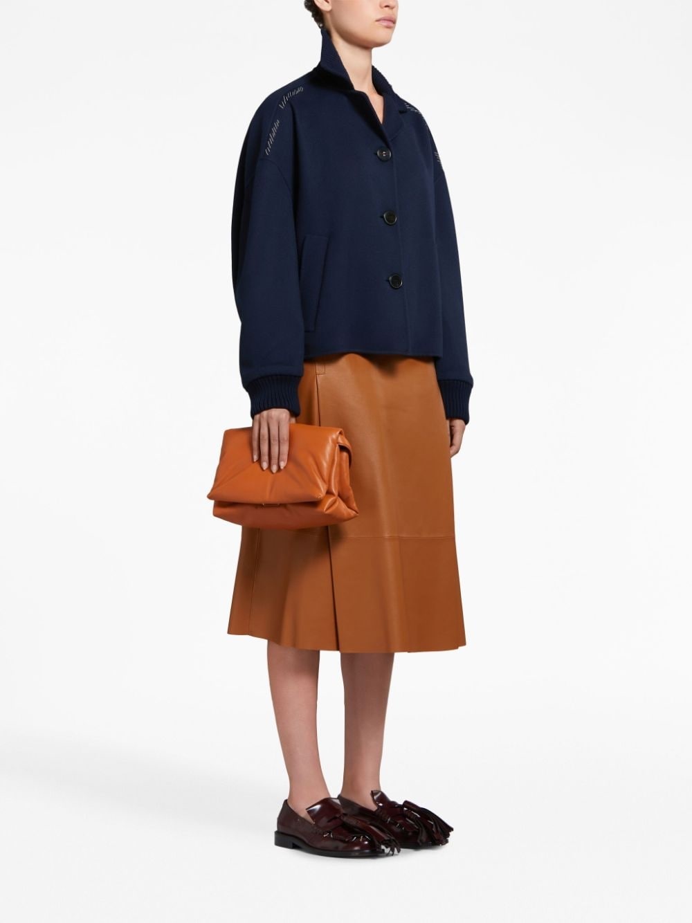 decorative-stitching wool-blend shirt jacket - 3