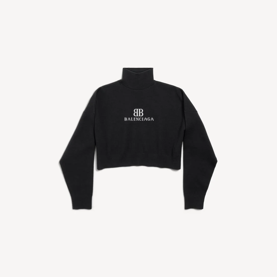 Women's Cropped Highneck in Black/white - 1