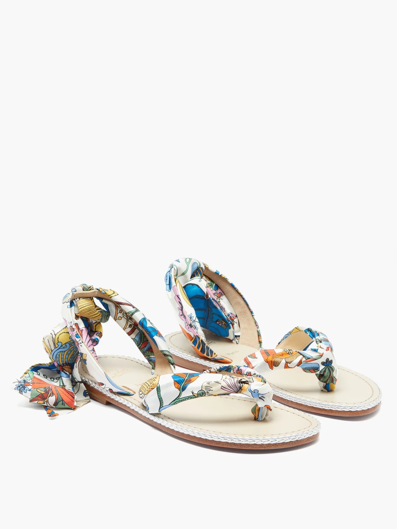 Spetsos Botanical-print satin sandals - 5