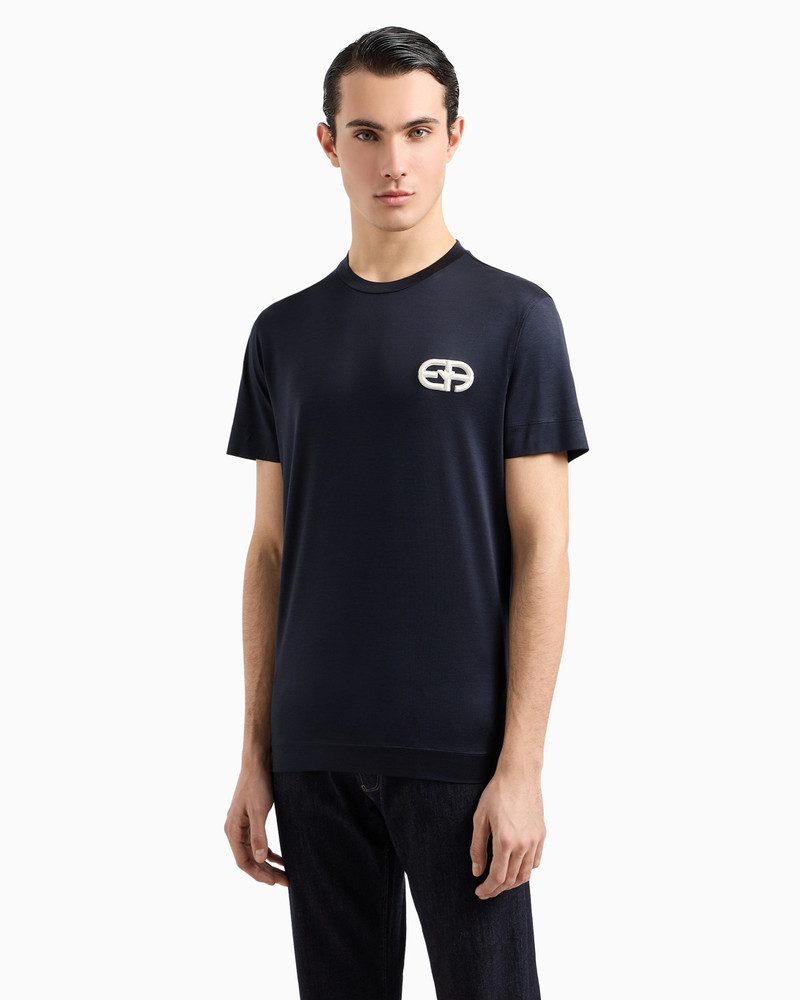 EMPORIO ARMANI Lyocell-blend jersey T-shirt with ASV EA logo raised embroidery outlook