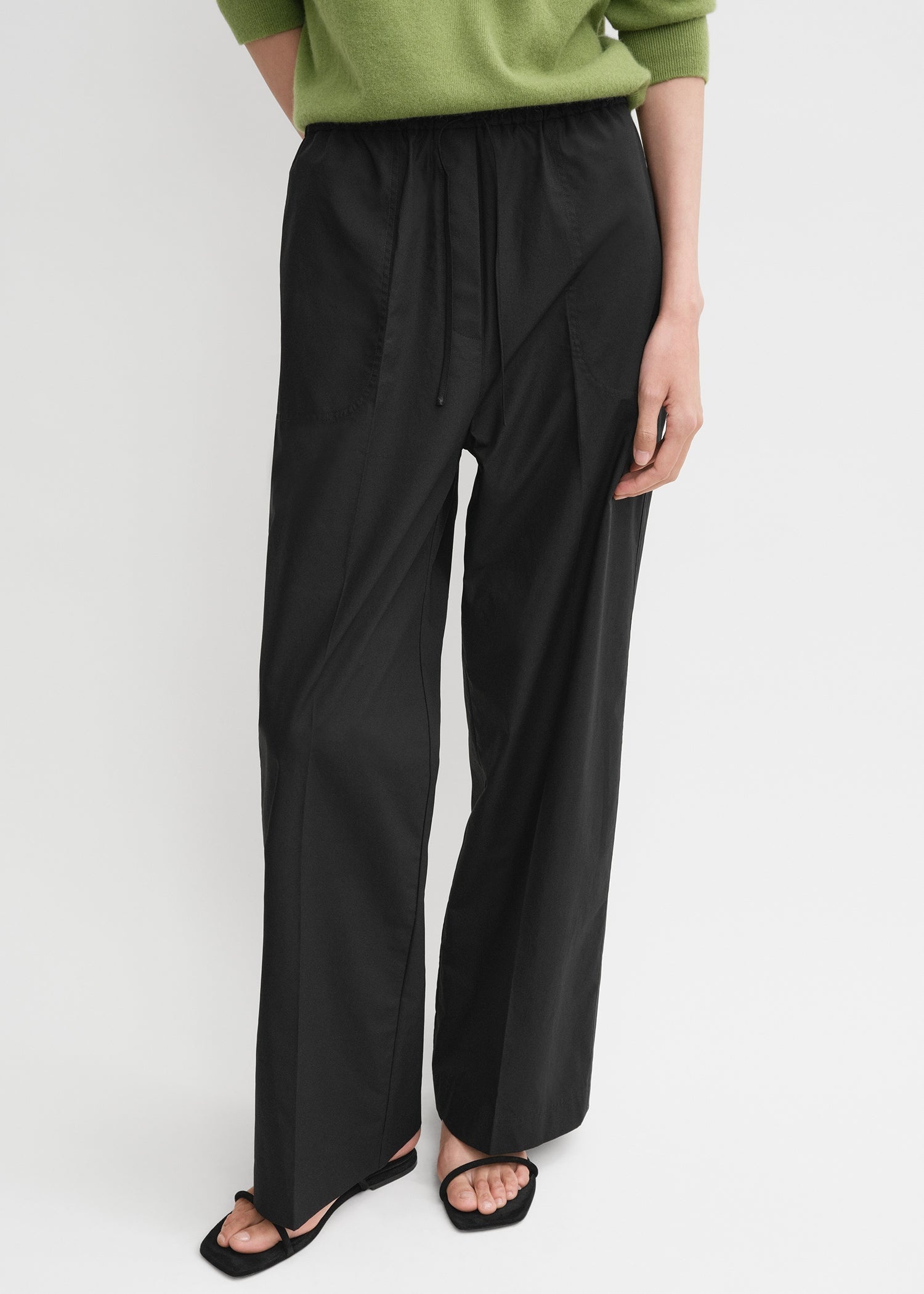 Cotton drawstring trousers black - 5