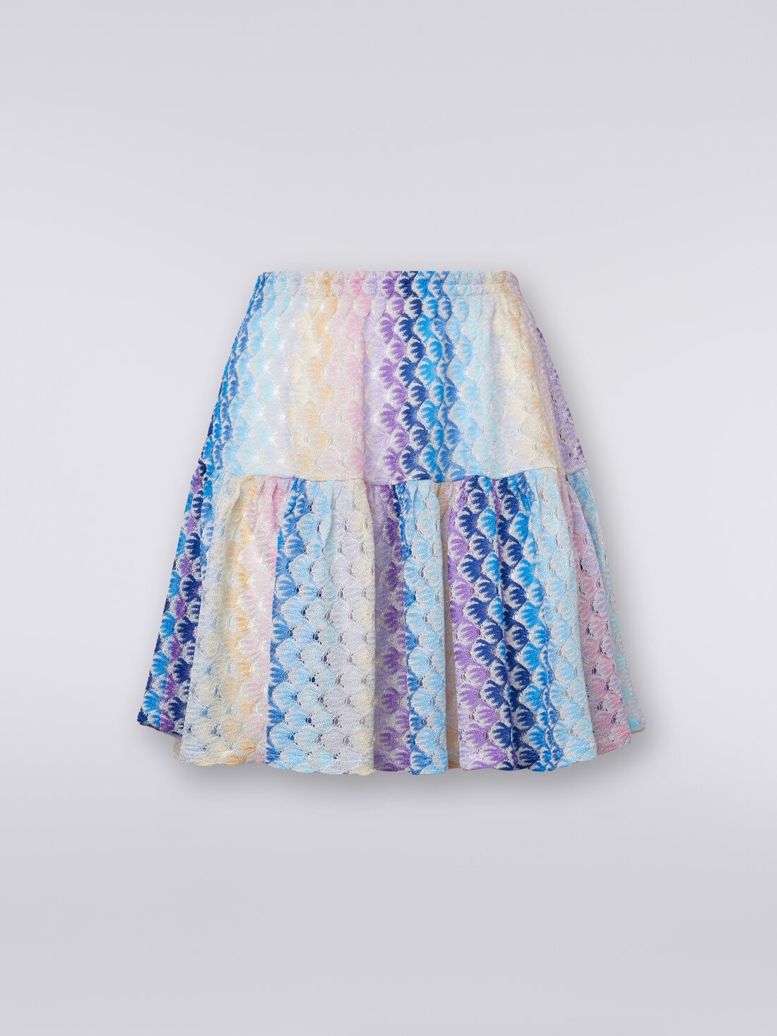 Dégradé lace-effect flounced miniskirt - 1