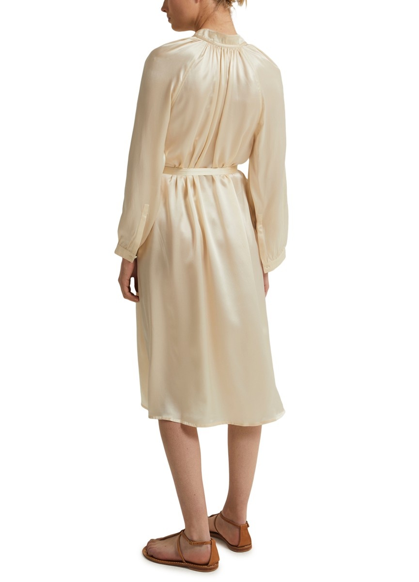 Long Sleeve Dress In Silk Satin - 7