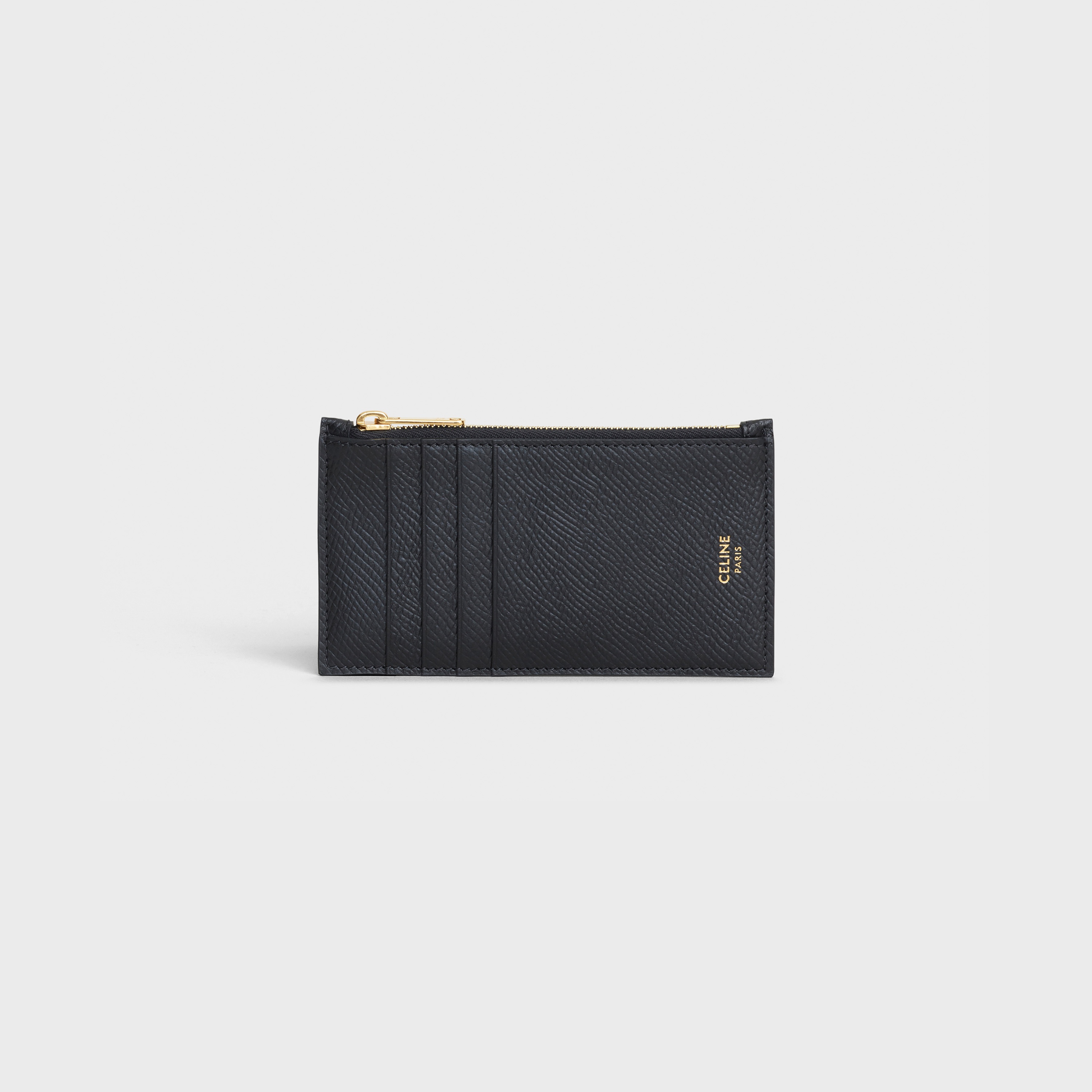 Zipped compact card holder in Grained calfskin - 1