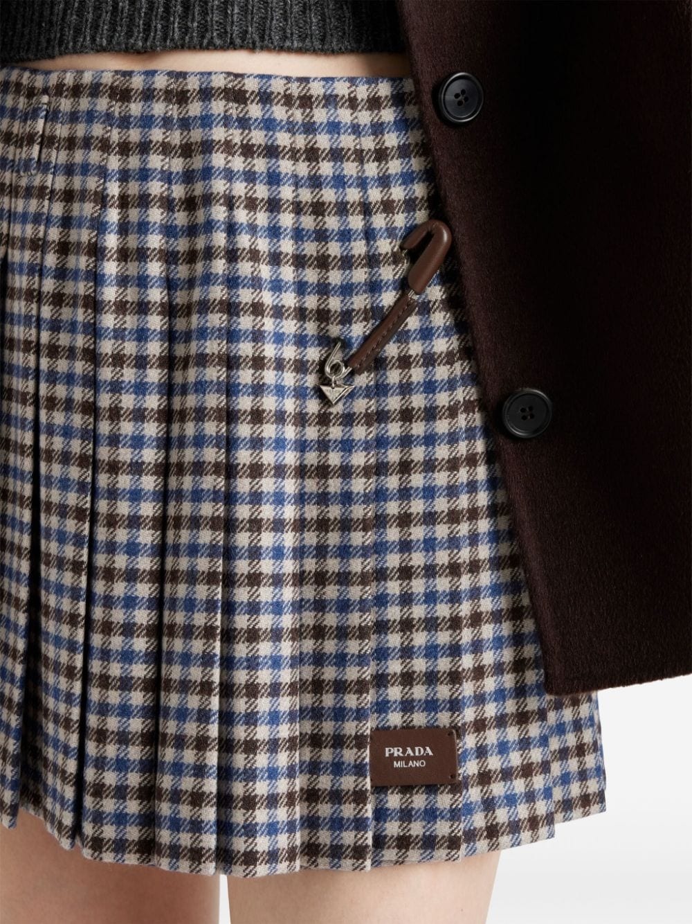 checked wool mini skirt - 5