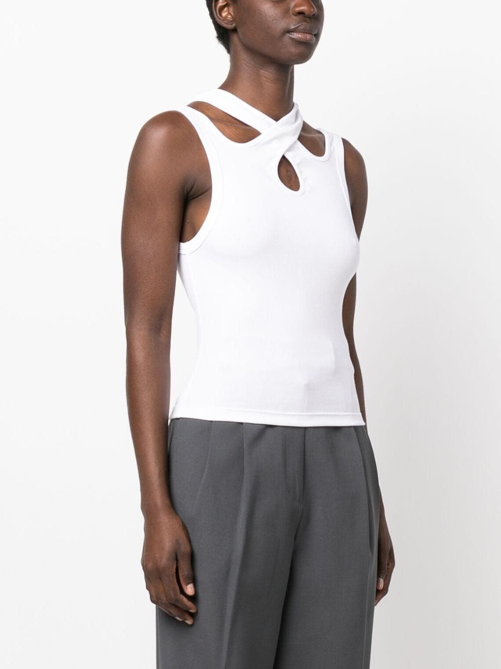 ribbed cut-out tank top - 3