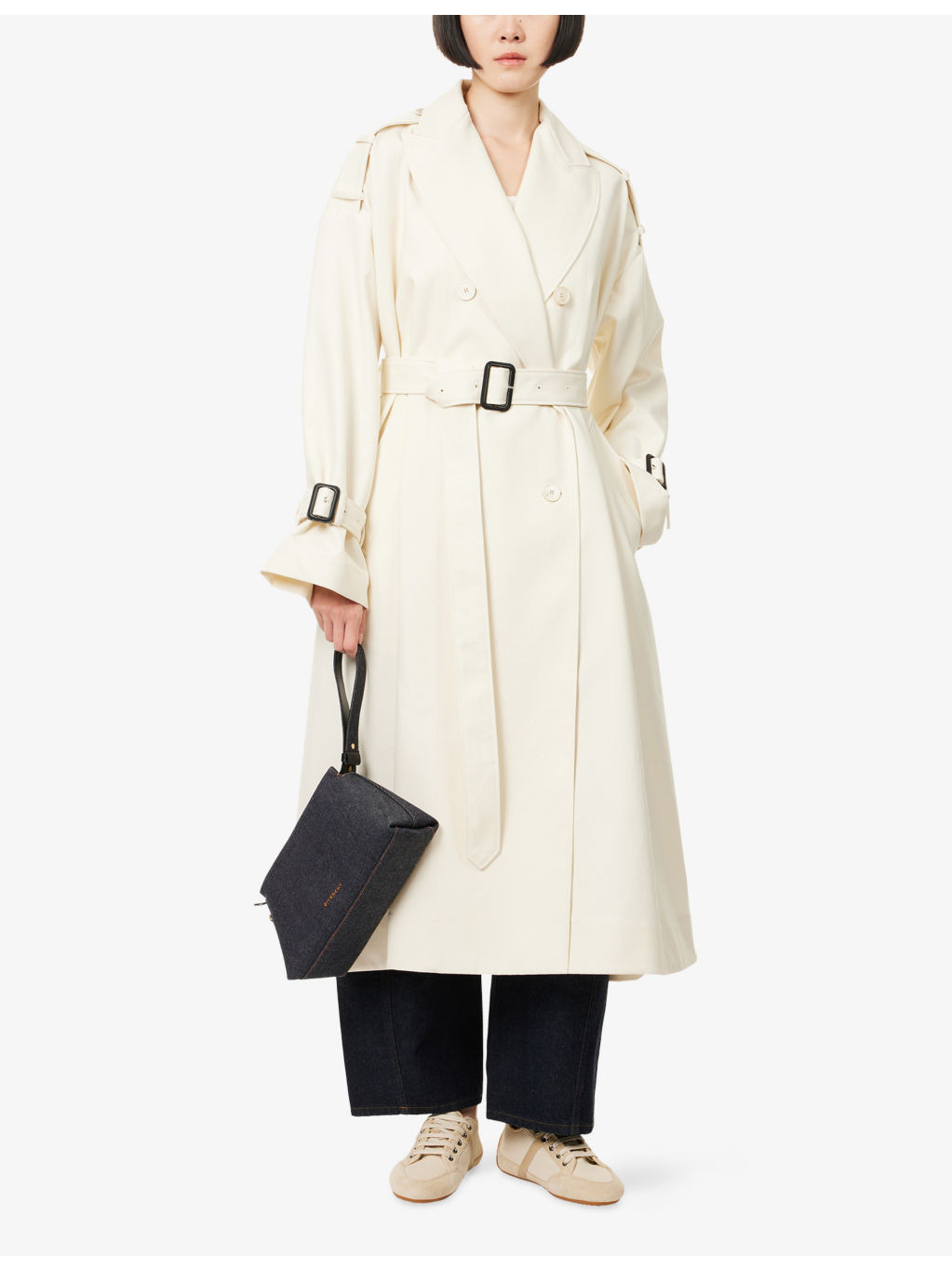 Double-Breasted Belted Double Cotton-Twill Trench Coat - 2