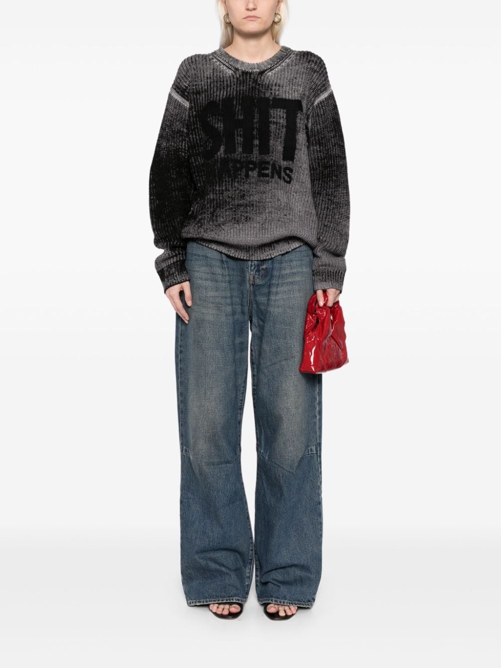 reverse-printed wool jumper - 2