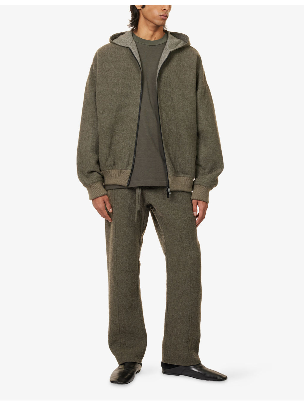 Zip Relaxed-Fit Wool-Blend Hoodie - 2