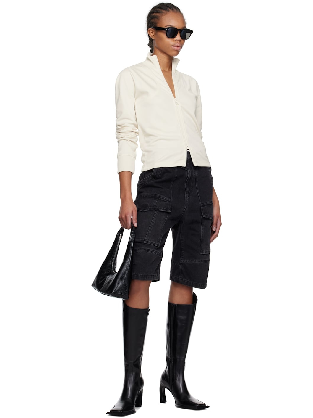 Black Integrated Strap Shoulder Bag - 4