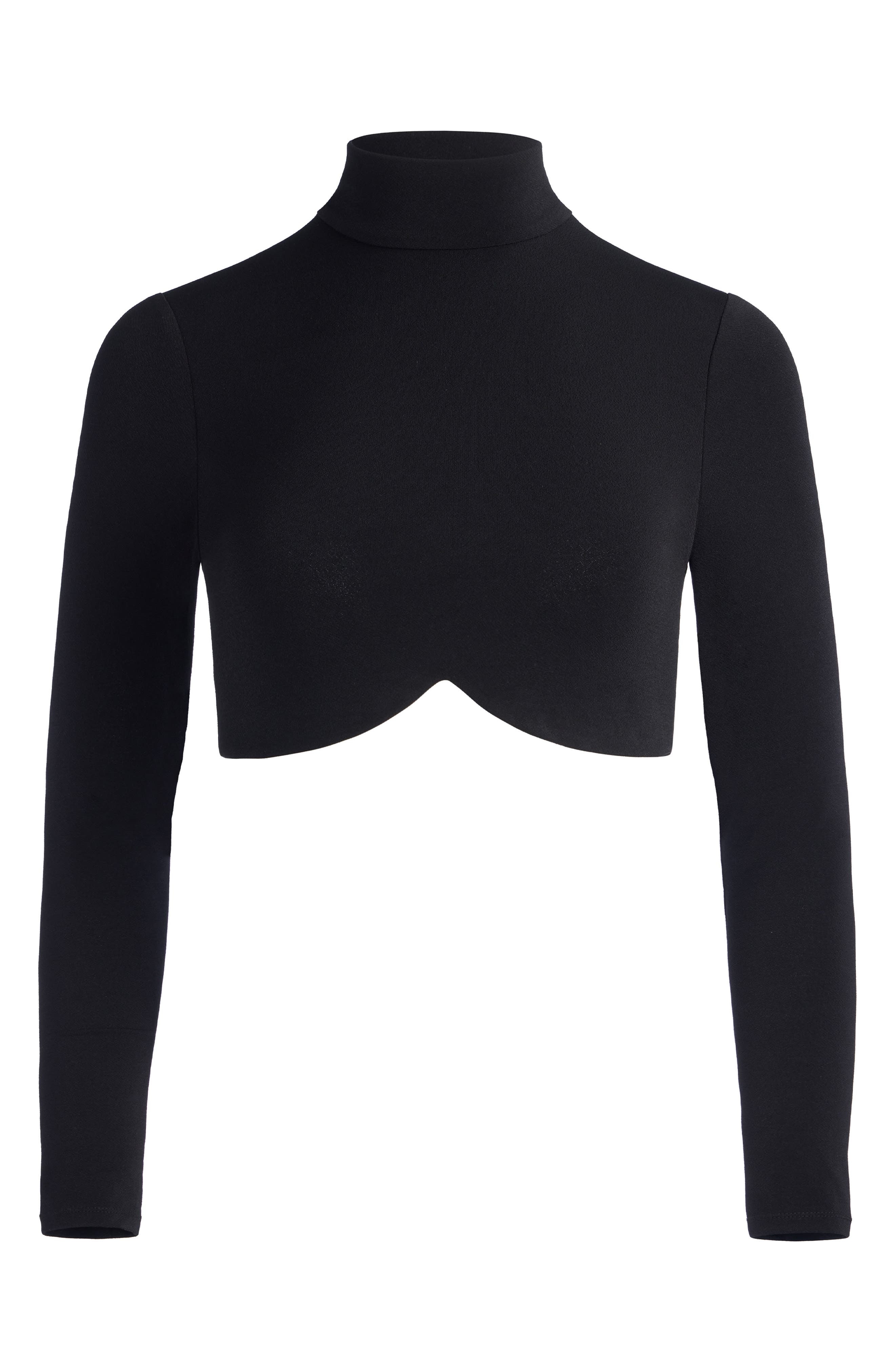 Alice + Olivia Curved Underbust Mock Neck Crop Top in Black at Nordstrom, Size X-Small - 5