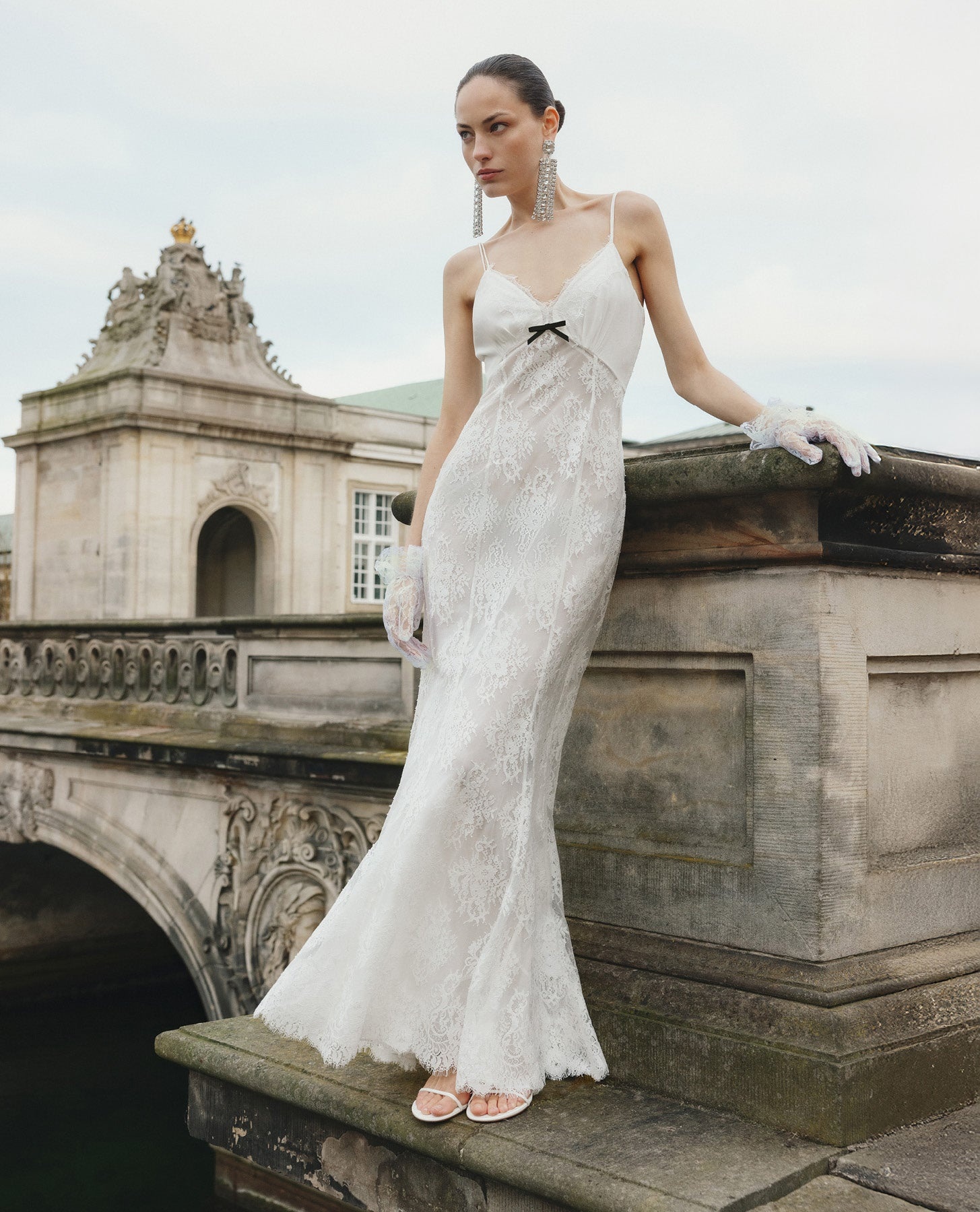 White Strappy Floral Lace Maxi Dress - 6