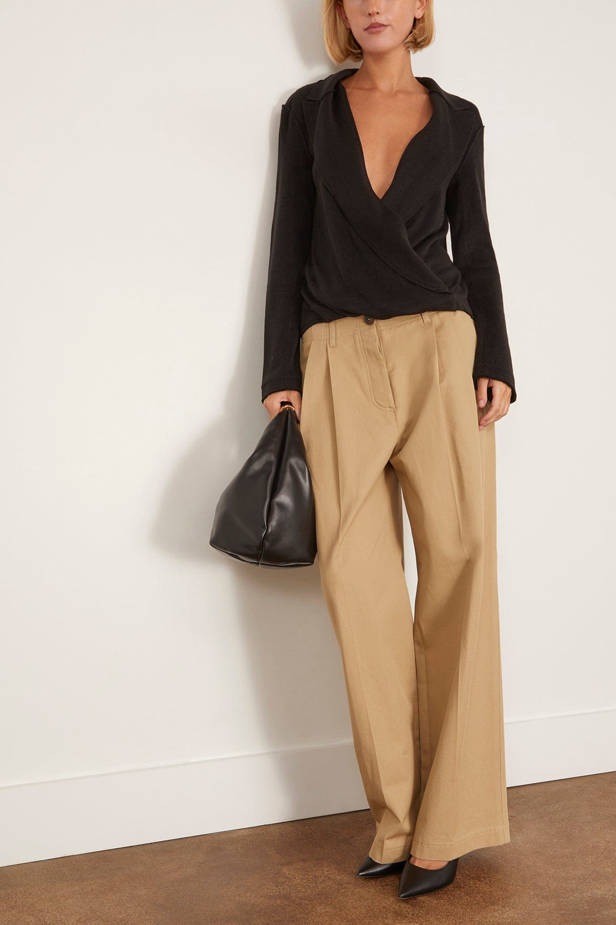 Twisted Lapel Top in Black - 2