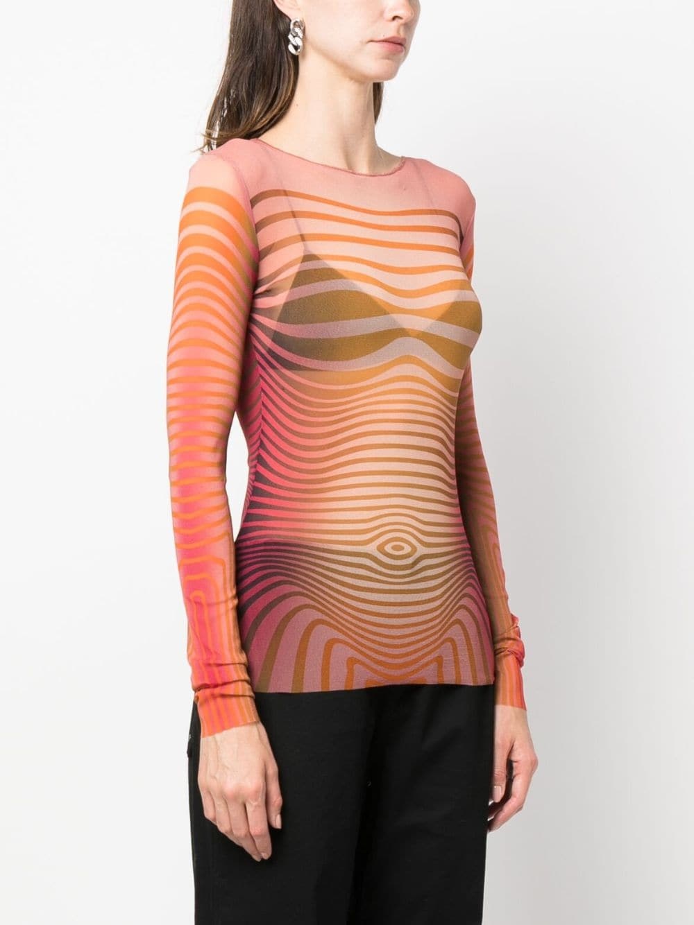 stripe-pattern mesh top - 3