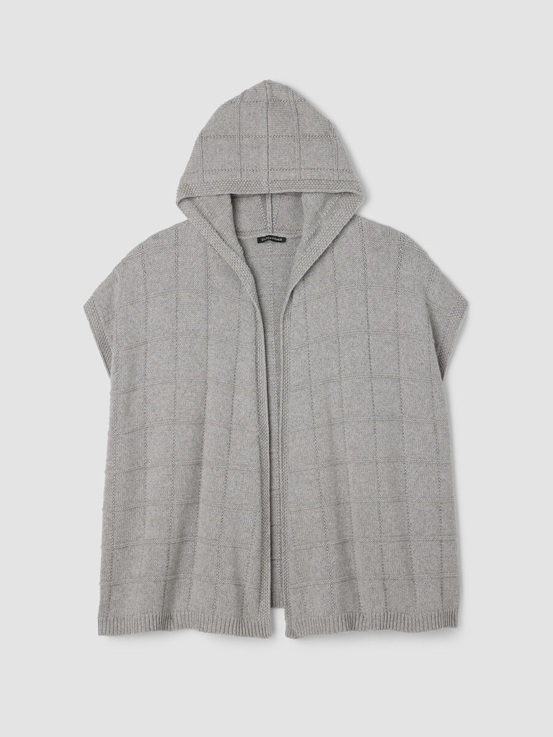 Cotton and Recycled Cashmere Hooded Poncho 1