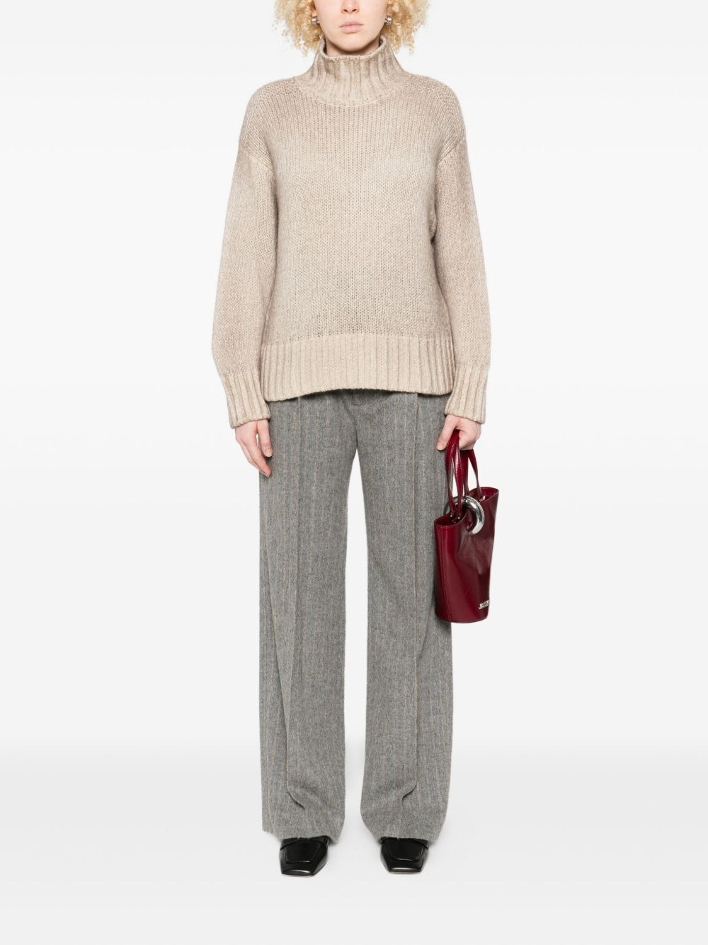 high-neck ribbed-knit sweater - 2