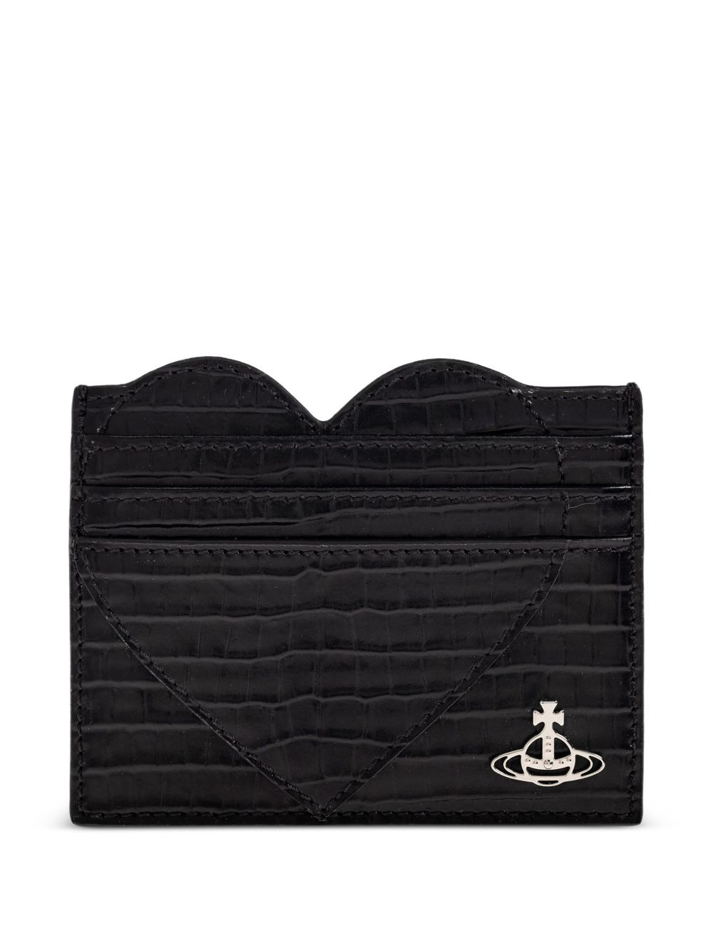 Heart crocodile-patterned cardholder - 1