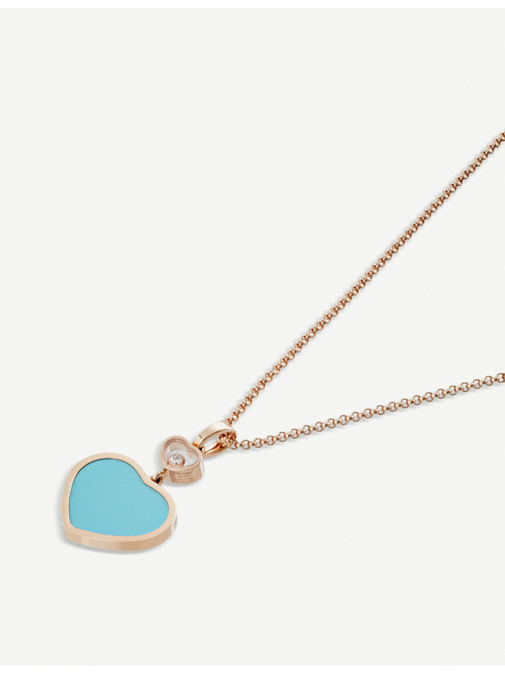Happy Hearts 18ct rose-gold, diamond and turquoise necklace - 3