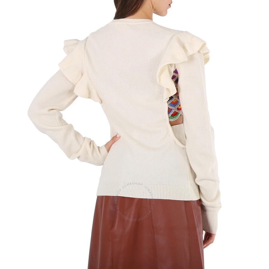 Chloe Ladies Multicolor Ruffled Crochet Sweater - 5
