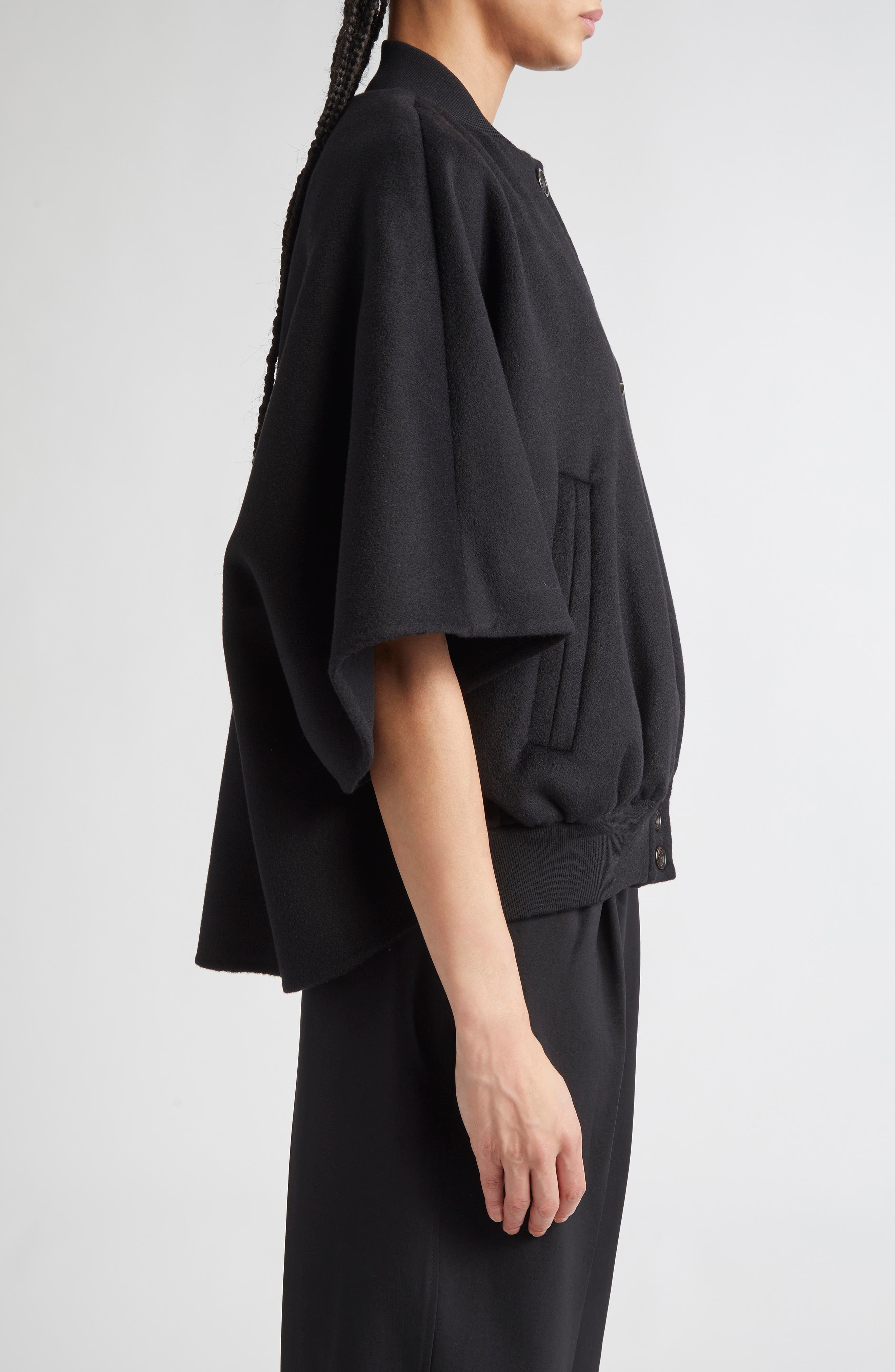 Max Mara Leticia Double Face Cashmere Cape in Nero at Nordstrom - 3
