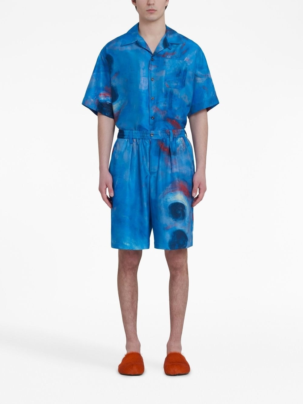 PAINTERLY-PRINT SILK SHORTS - 3