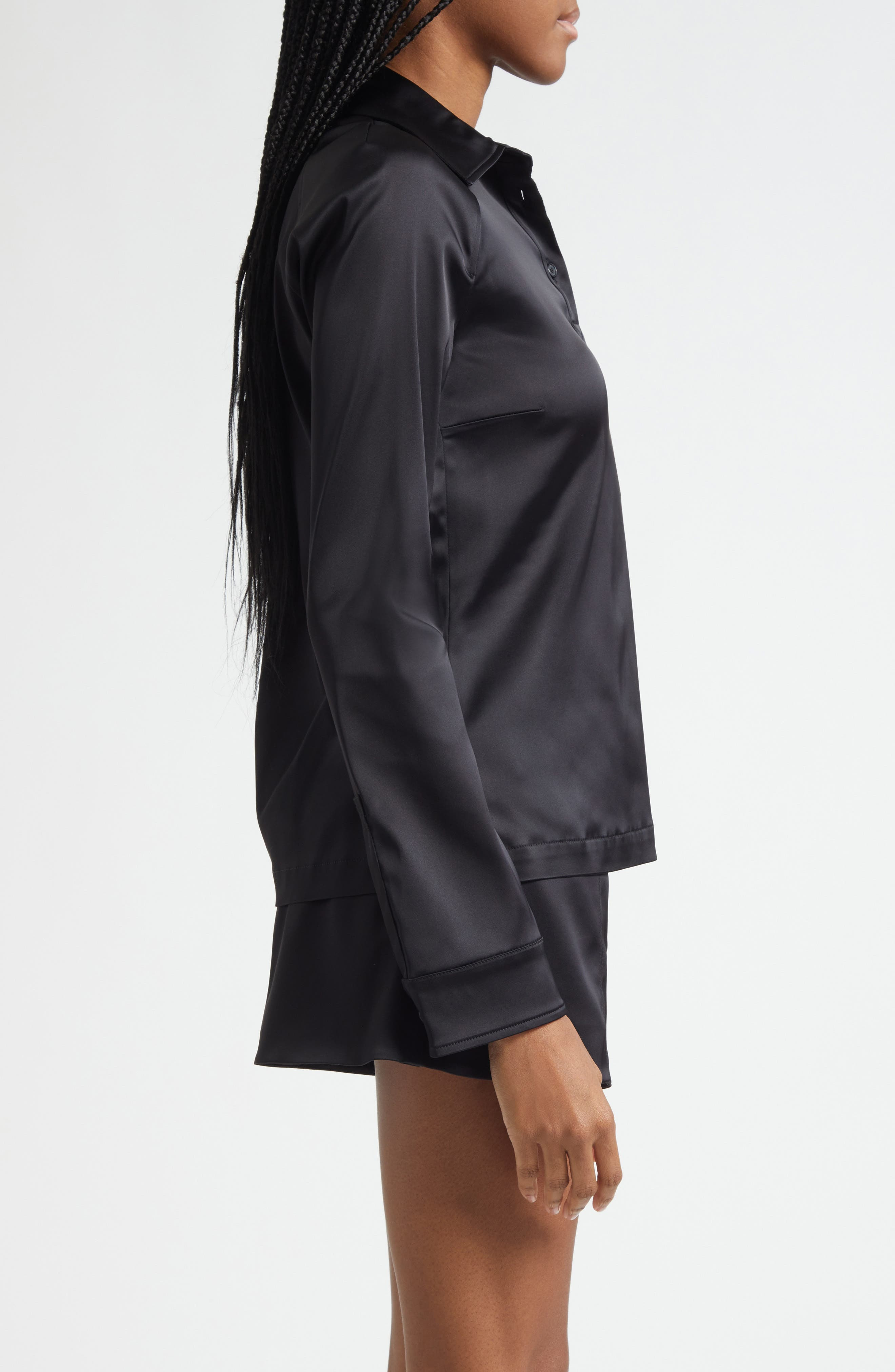JW Anderson Loong Sleeve Polo Top in 999 Black at Nordstrom - 4