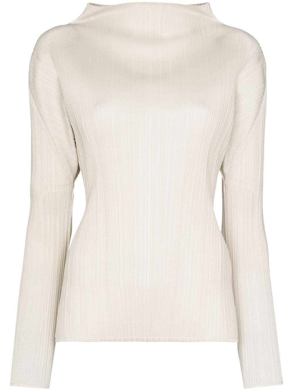 long sleeve plissé top - 1