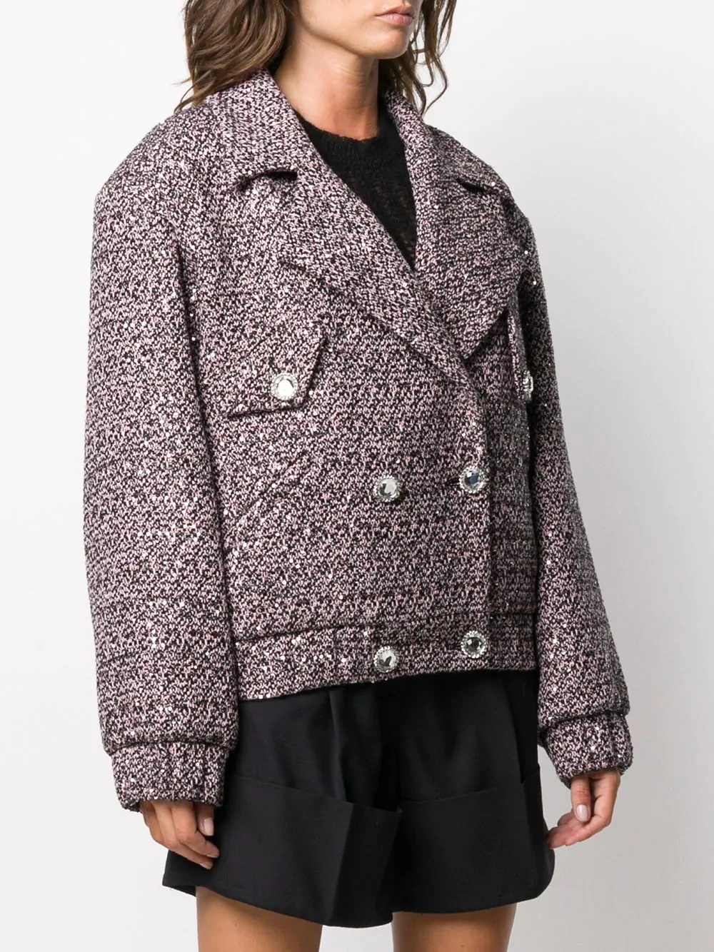 tweed biker jacket - 3