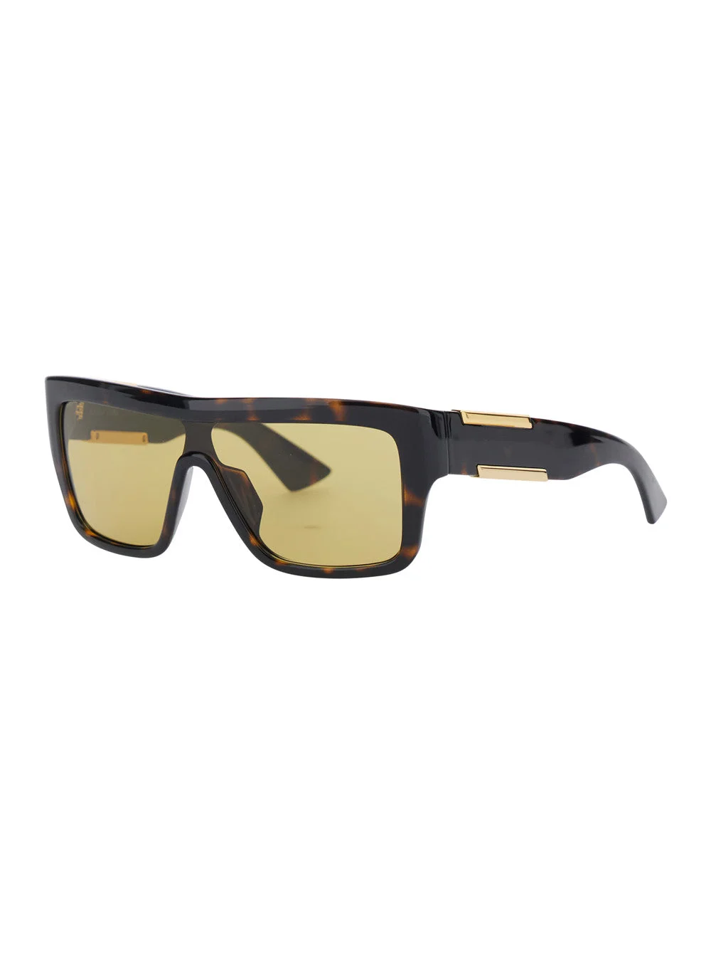 Bottega Veneta Women Brown Aviator Sunglasses With Square Lenses And Metal Plates On The Side In Pla - 1