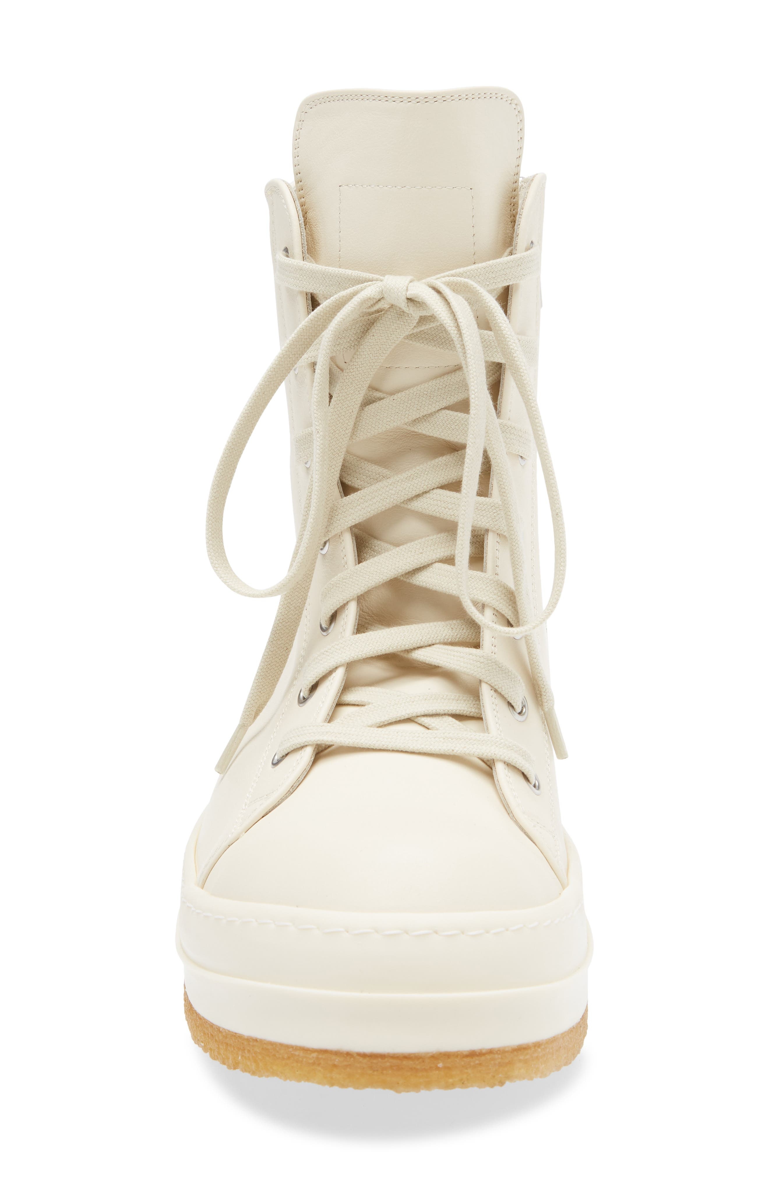 Rick Owens Creep High Top Sneaker in Milk/Milk/Milk at Nordstrom - 4