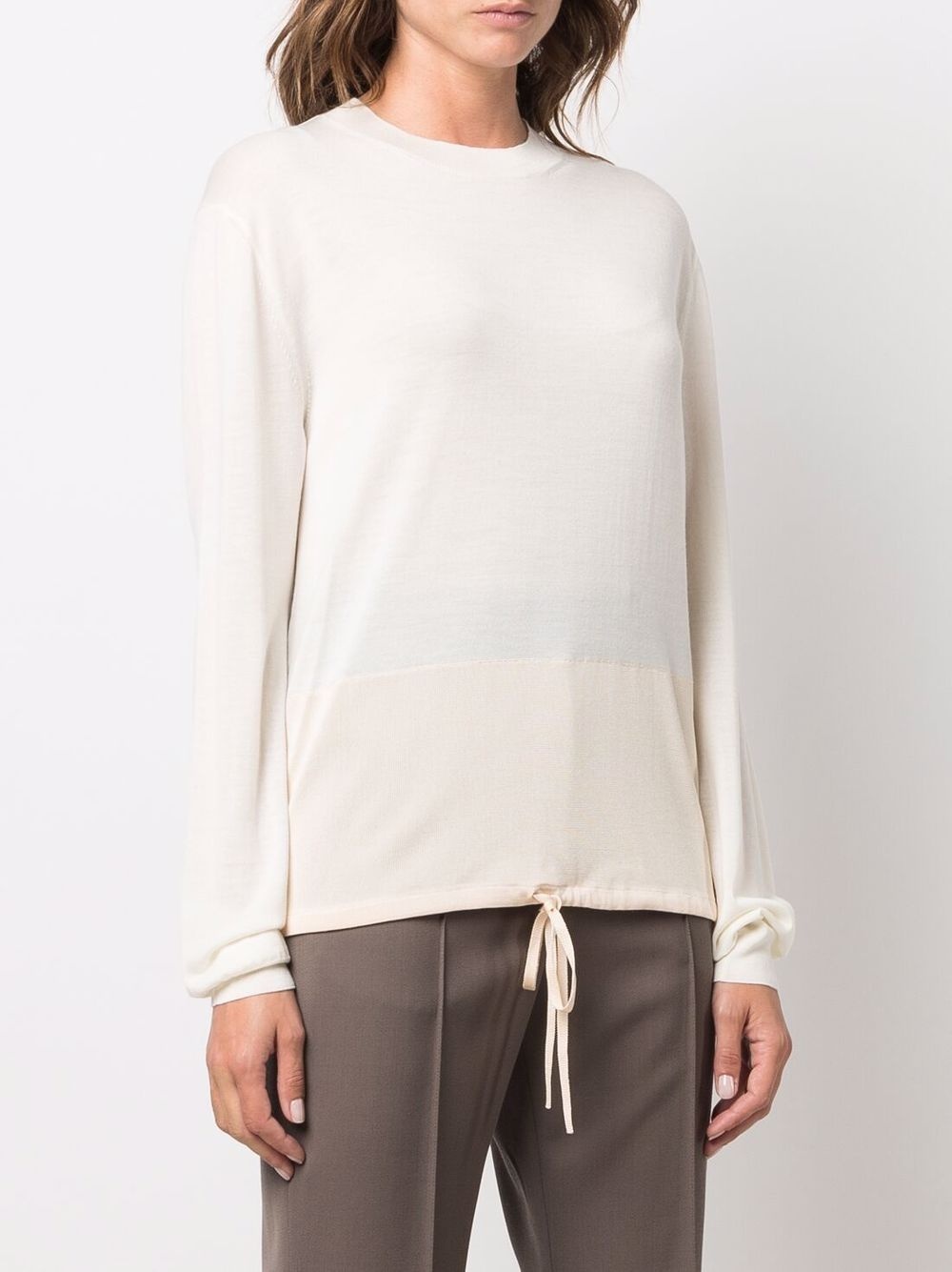 drawstring fine-knit jumper - 3